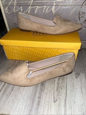 Musshoe Tan Pointed-Toe Suede Loafers